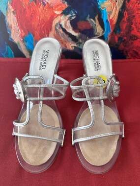 No10 Michael Kors Silver Strappy Flat Sandals
